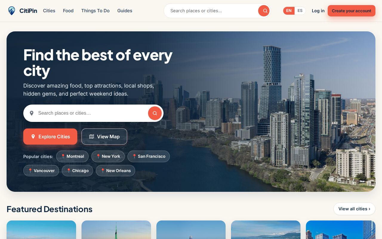 CitiPin website home page