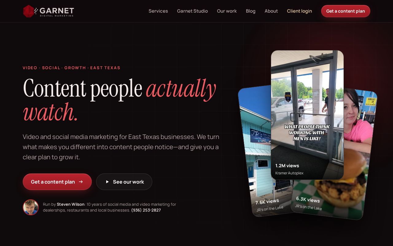 Garnet Digital Marketing website home page