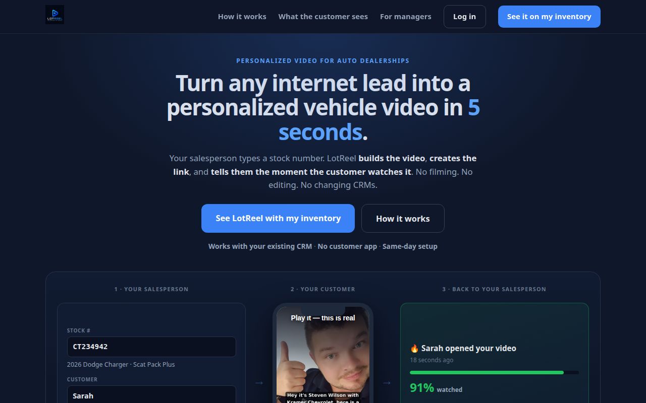 LotReel website home page